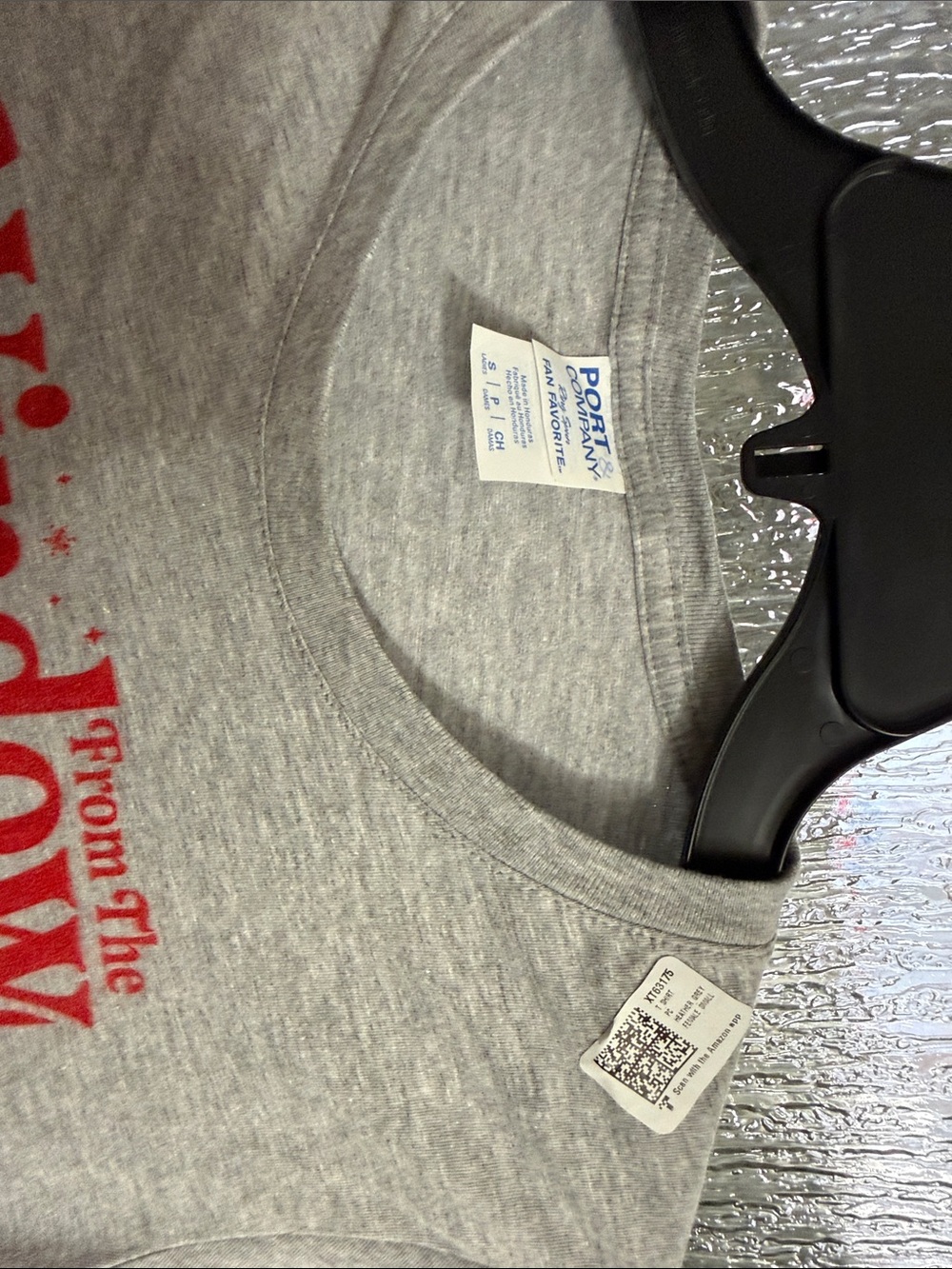 Gray Graphic Tee with Red Holiday Text - Picture 2 of 4